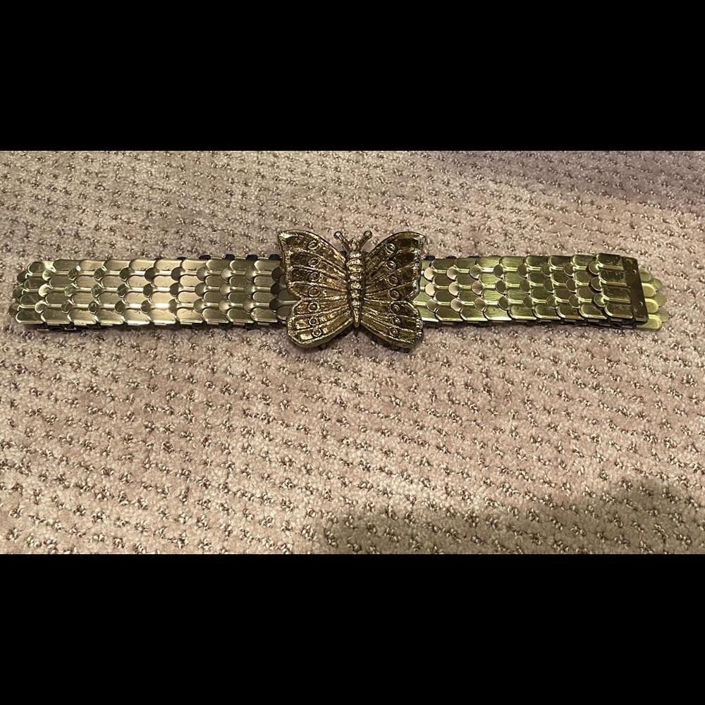 Vintage Gold Butterfly Stretch Belt